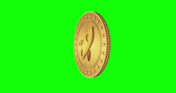 Stellar Xlm Cryptocurrency Isolated Gold Coin Green Screen Loopable Background — Stock Video