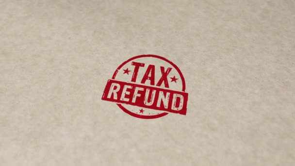 Restituição Imposto Carimbo Mão Carimbar Animação Impacto Retorno Impostos Renda — Vídeo de Stock