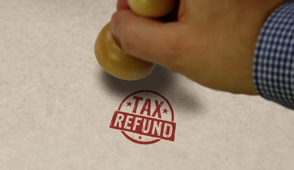 Φόρος Σφραγίδα Επιστροφής Και Σφράγιση Χέρι Έννοια Των Φορολογικών Εσόδων — Φωτογραφία Αρχείου