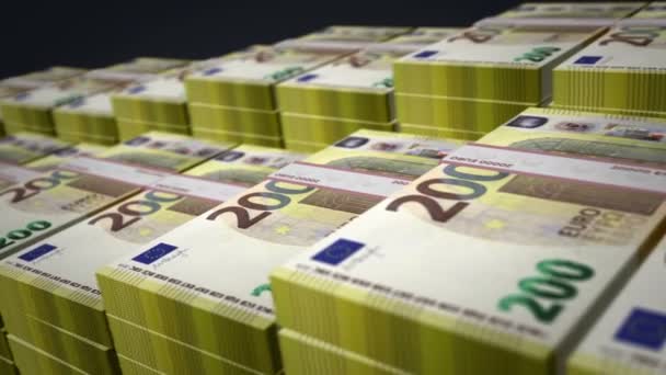 欧元钞票捆扎成圈增长 200欧元的钱袋 债务和金融等概念 可浏览无缝3D动画 — 图库视频影像