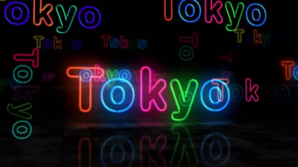 Tokio Symbol Neonglühendes Symbol Glühbirnen Mit City Clubschild Abstraktes Konzept — Stockvideo