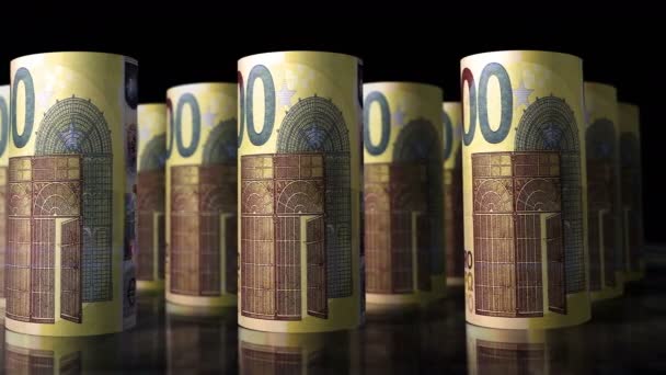 Eurogeld Rollt Schleife Animation Kamera Vor Den Rollenden Euro Banknoten — Stockvideo