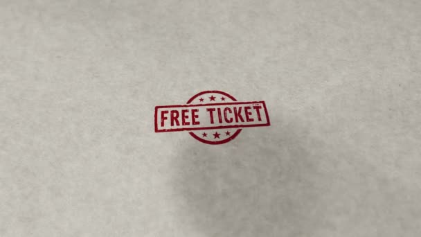 Free Ticket Stamp Loopable Seamless Animation Impacto Estampación Manual Admisión — Vídeo de stock