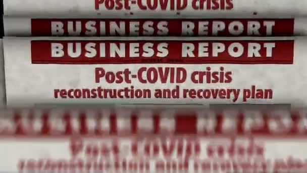 Plan Reconstruction Sauvetage Après Crise Covid Fin Récession Bourse Économie — Video