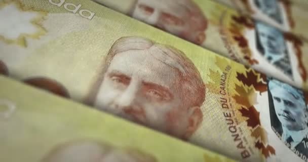 Billete Dólares Canadienses Dinero Cad Textura Concepto Economía Negocios Crisis — Vídeos de Stock