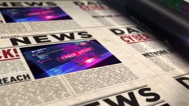 Cyber Angriff Breaking News Tageszeitung Neues Deutschland Gefahrenwarnung Alten Papiermedien — Stockvideo