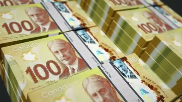 Dolar Canadiense Paquete Dinero Bucle Animación Loopable Sin Fisuras Concepto — Vídeos de Stock