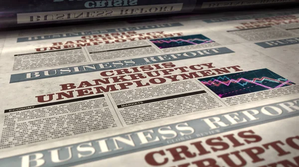 Crisi Bancarotta Disoccupazione Business News Stampa Quotidiana Vintage Carta Media — Foto Stock