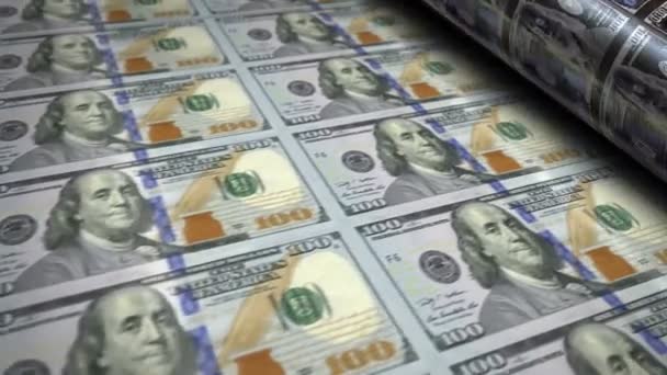 Dollar 지폐는 인쇄용 머신이다 지폐에는 인쇄되어 미국의 위기의 — 비디오