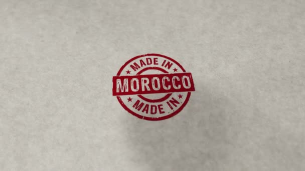 Vyrobeno Maroku Razítko Smyčka Bezproblémová Animace Náraz Otiskem Ruky Tovární — Stock video