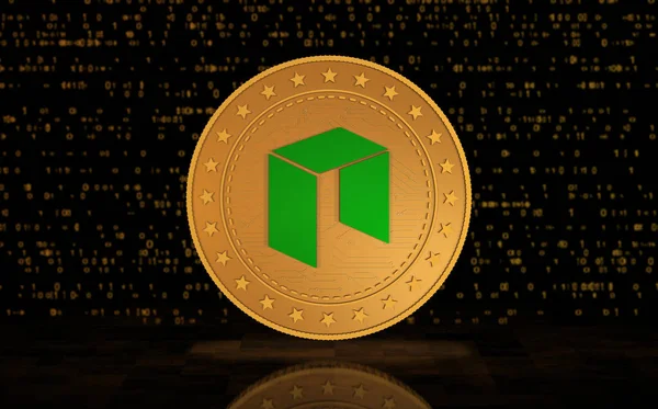 Neo Altcoin Cryptocurrency 배경에 금화이다 — 스톡 사진