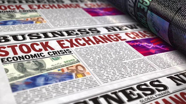 Borsa Çöküşü Haberleri Günlük Gazete Baskısı Klasik Kağıt Medya Üretimi — Stok fotoğraf