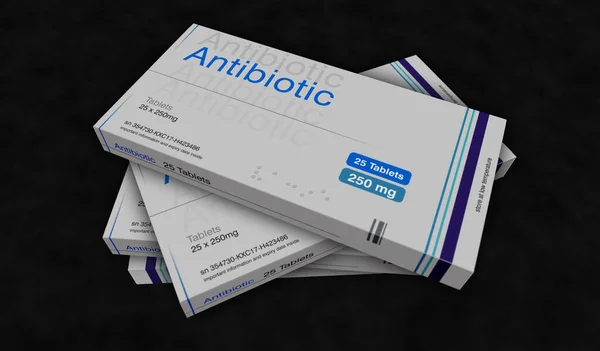 Ligne Production Emballage Antibiotiques Thérapie Médicale Boîte Médicaments Usine Concept — Photo