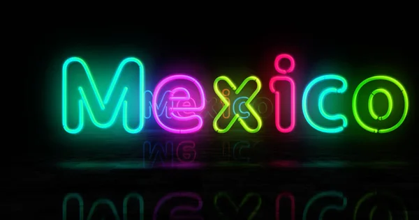 Mexico Symbol Neon Symbol Light Color Bulbs City Fiesta Sign — Stock Photo, Image