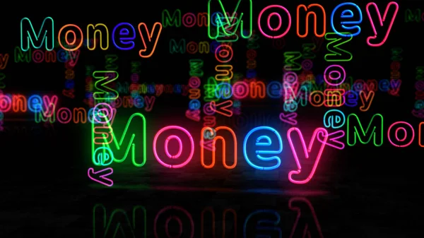 Para Neon Sembolü Retro Gece Hayatı Kulübü Tabelası Olan Renkli — Stok fotoğraf