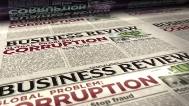 Corruption Business Global Problem Stop Fraud Money Laundering Daily Newspaper — Stock Video
