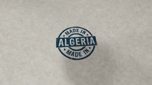 Gemaakt Algerije Stempel Loopable Naadloze Animatie Met Hand Slaan Fabriek — Stockvideo