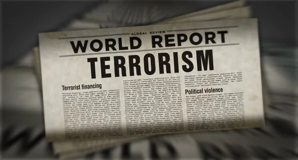 World Terrorism Political Violence Report Newspaper Print Vintage Press Abstract — Stock Photo, Image