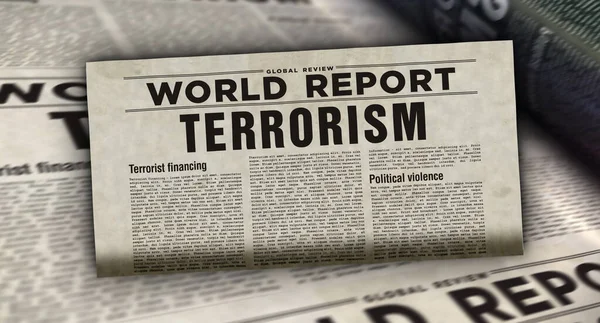 World Terrorism Political Violence Report Newspaper Print Vintage Press Abstract — Stock Photo, Image