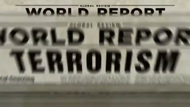 Világ Terrorizmusa Politikai Erőszak Napilap Nyomtatás Absztrakt Koncepció Retro Így — Stock videók