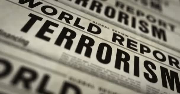 Weltweiter Terrorismus Und Politische Gewalt Tägliche Zeitungsberichte Abstraktes Konzept Retro — Stockvideo