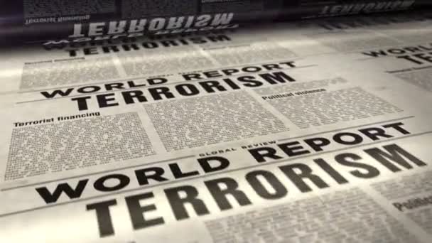 Světový Terorismus Politické Násilí Denní Tisk Novinových Zpráv Abstraktní Koncept — Stock video