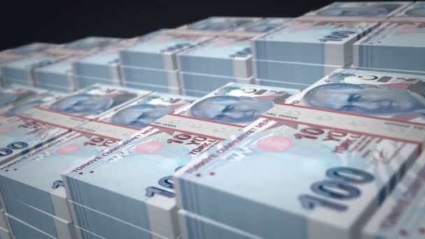 Die Türkische Lira Banknote Treibt Das Wachstum Die Höhe Versuchen — Stockvideo