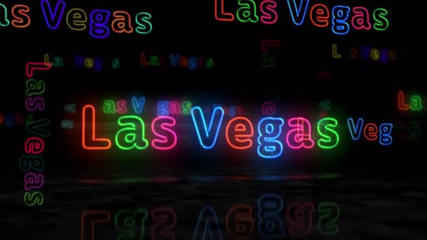 Las Vegas Néon Symbole Lumineux Ampoules Couleur Avec Nevada Casino — Video