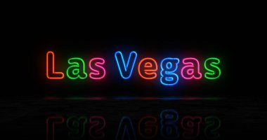 Las Vegas symbol neon symbol. Light color bulbs with Nevada casino city, nightlife, entertainment and gamble sign. Abstract concept 3d illustration.