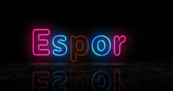 Esport Neon Glödande Symbol Glödlampor Med Spelskylt Abstrakt Begrepp Animation — Stockvideo
