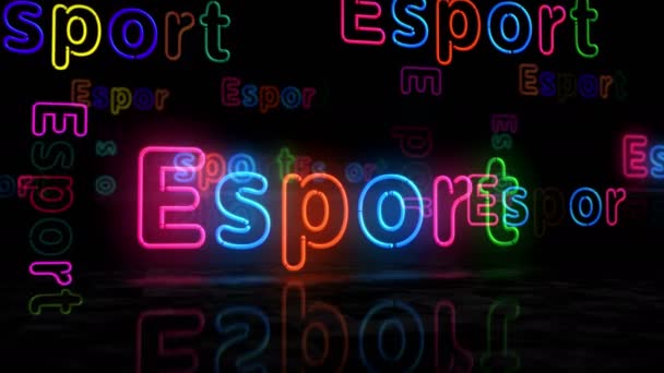 Esport Neon Símbolo Brilhante Lâmpadas Cor Clara Com Sinal Jogo — Vídeo de Stock