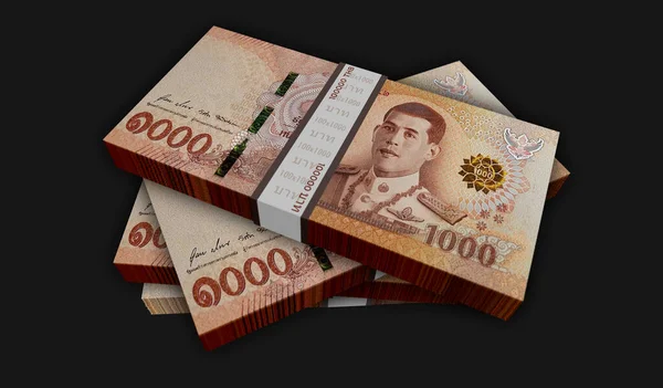 Thai Baht Money Pack Illustrazione Fasci Banconote Thb Concetto Finanza — Foto Stock