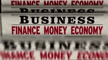 İş, finans, para ve ekonomi haberleri. Gazete baskısı basın konsepti. Retro 3d canlandırma canlandırması.