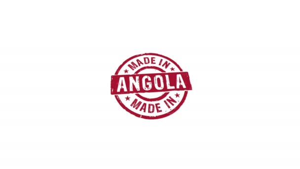 Hecho Angola Sello Estampado Mano Impacto Animación Aislada Fábrica Fabricación — Vídeo de stock