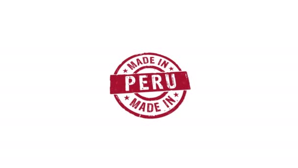 Made Peru Stamp Hand Stamping Impact Isolated Animation Factory Manufacturing — Stock Video