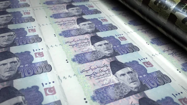 Pákistánské Rupie Peníze Otisk Ilustrace Tisk Bankovek Pkr Koncepce Financí — Stock fotografie