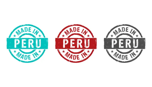 Iconos Sellos Hechos Perú Pocas Versiones Color Fábrica Fabricación Producción — Foto de Stock