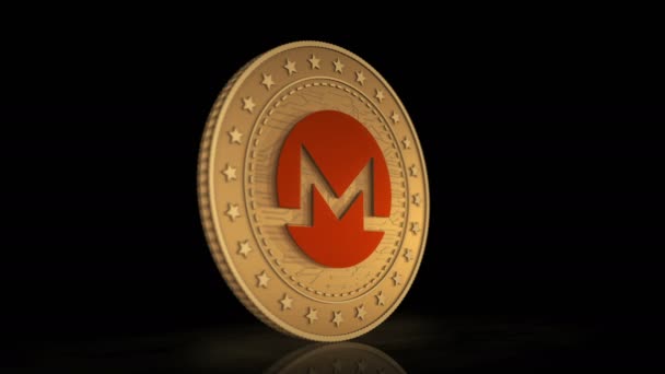 莫内罗Xmr加密货币3D金币为背景 旋转金金属抽象概念动画交易和区块链技术 — 图库视频影像