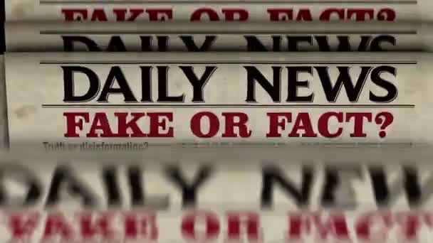 Fake News Desinformation Und Information Zeitungsdruckmaschinenkonzept Retro Rendering Animation — Stockvideo