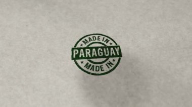 Paraguay damgalı, döngüye dayanıklı ve kusursuz bir animasyon. El damgası darbesi. Fabrika, üretim ve üretim ülkesi 3 boyutlu döngü kavramı.