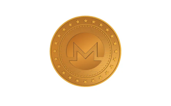 Monero Xmr暗号通貨シンボルは 緑色の画面背景に金コインを隔離しました 抽象概念図 — ストック写真