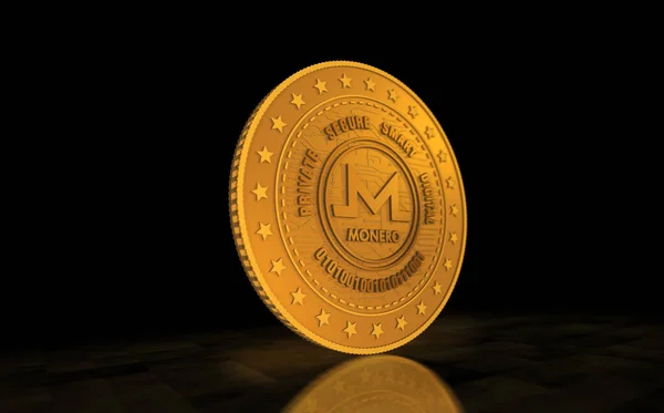 Monero Xmr Cryptocurrency Szimbólum Arany Érme Zöld Képernyős Háttérrel Absztrakt — Stock Fotó