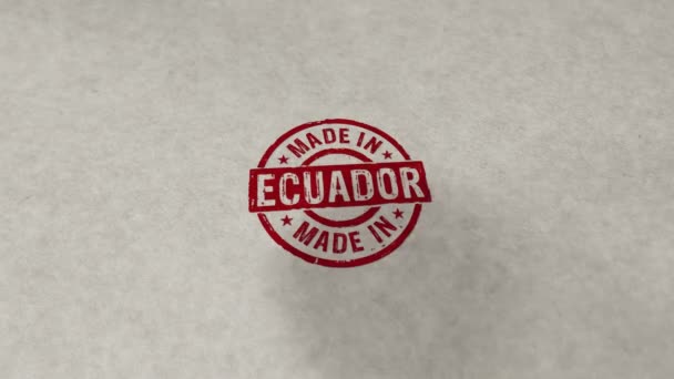 Gemaakt Ecuador Stempel Loopable Naadloze Animatie Met Hand Slaan Fabriek — Stockvideo