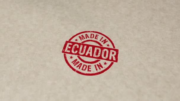 Made Ecuador Stamp Hand Stamping Impact Animation Factory Manufacturing Production — Stock Video