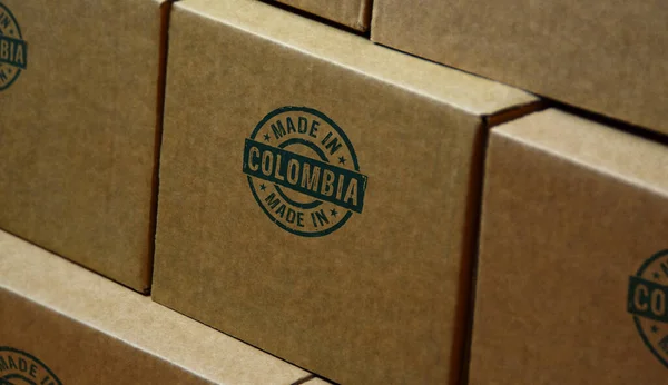 Francobollo Prodotto Colombia Stampato Scatola Cartone Concetto Fabbrica Produzione Paese — Foto Stock