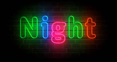 Gece neon ışığı 3D illüstrasyon