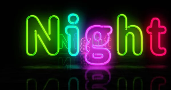 Night Neon Symbol Light Color Bulbs Abstract Concept Illustration — Stock Photo, Image