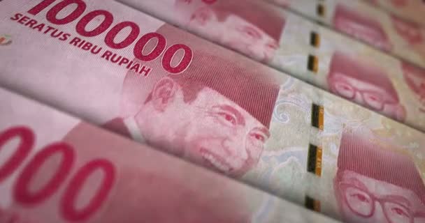 Rupia Indonesia Bucle Billetes Textura Dinero Huf Concepto Economía Negocios — Vídeos de Stock