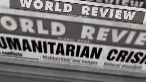 Гуманітарні Кризові Новини Голод Голодування Щоденні Газети Доповідають Про Друк — стокове відео