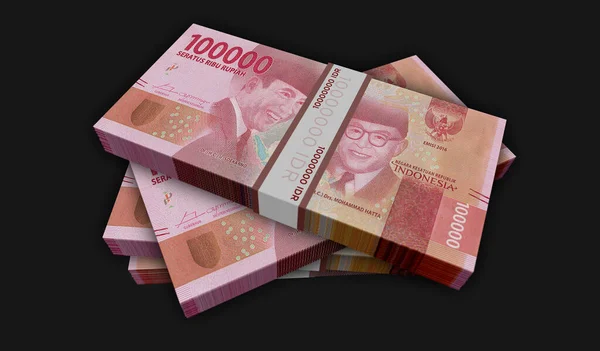 Indonesiska Rupiah Pengar Pack Illustration Högar Med Huf Sedlar Begreppet — Stockfoto